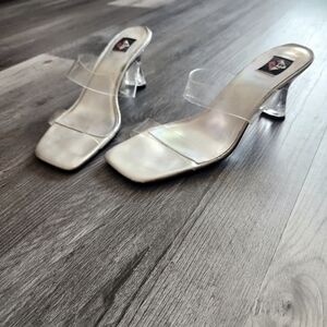 Vintage Y2K No Boundaries Princess Clear Block Heels Women's‎ Size 8 1/2